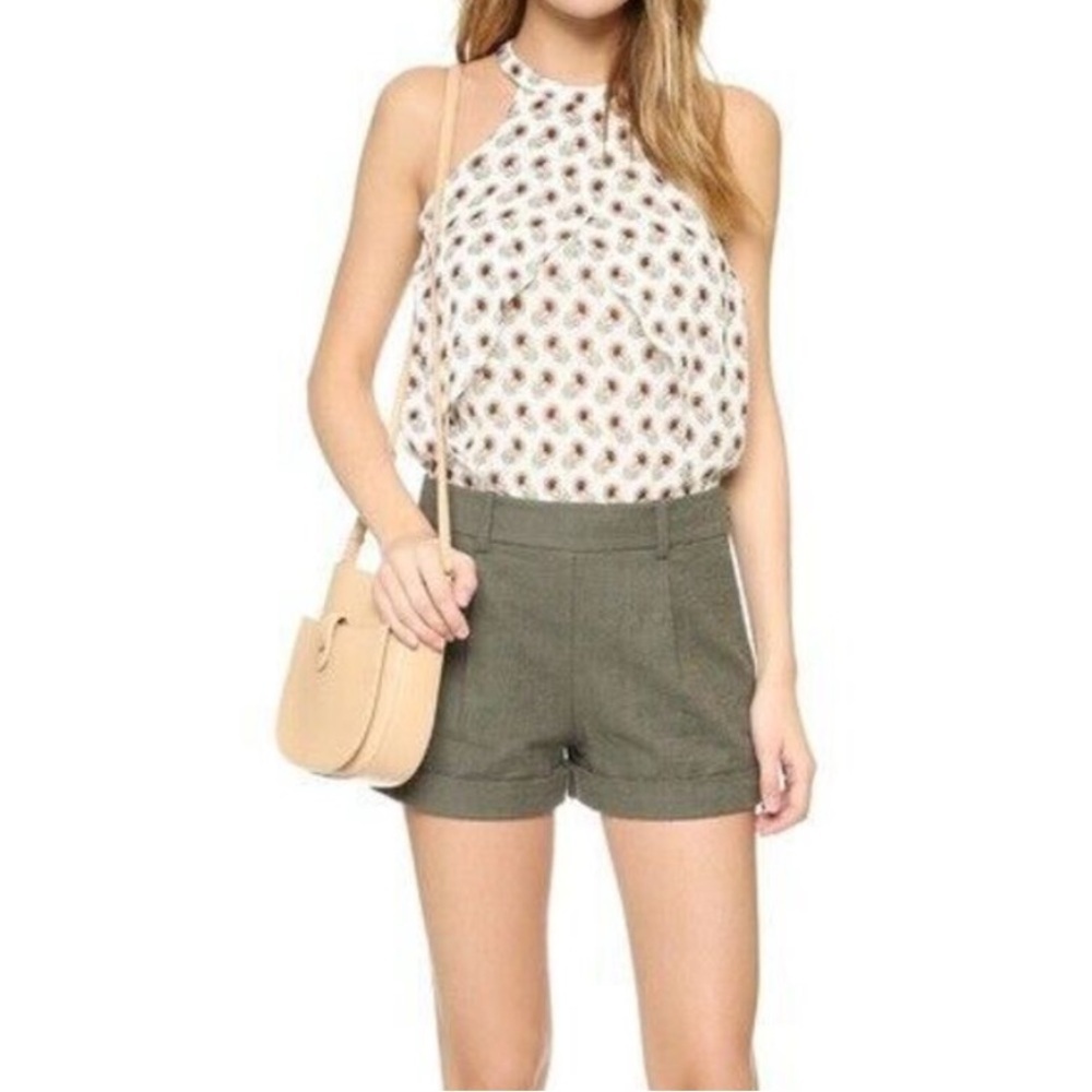 NWT Diane Von Furstenburg Gillian Deep Lichen Olive Shorts